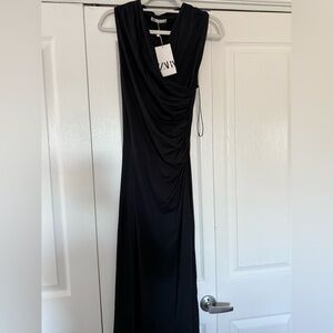 Zara Black Draped Women's Dress